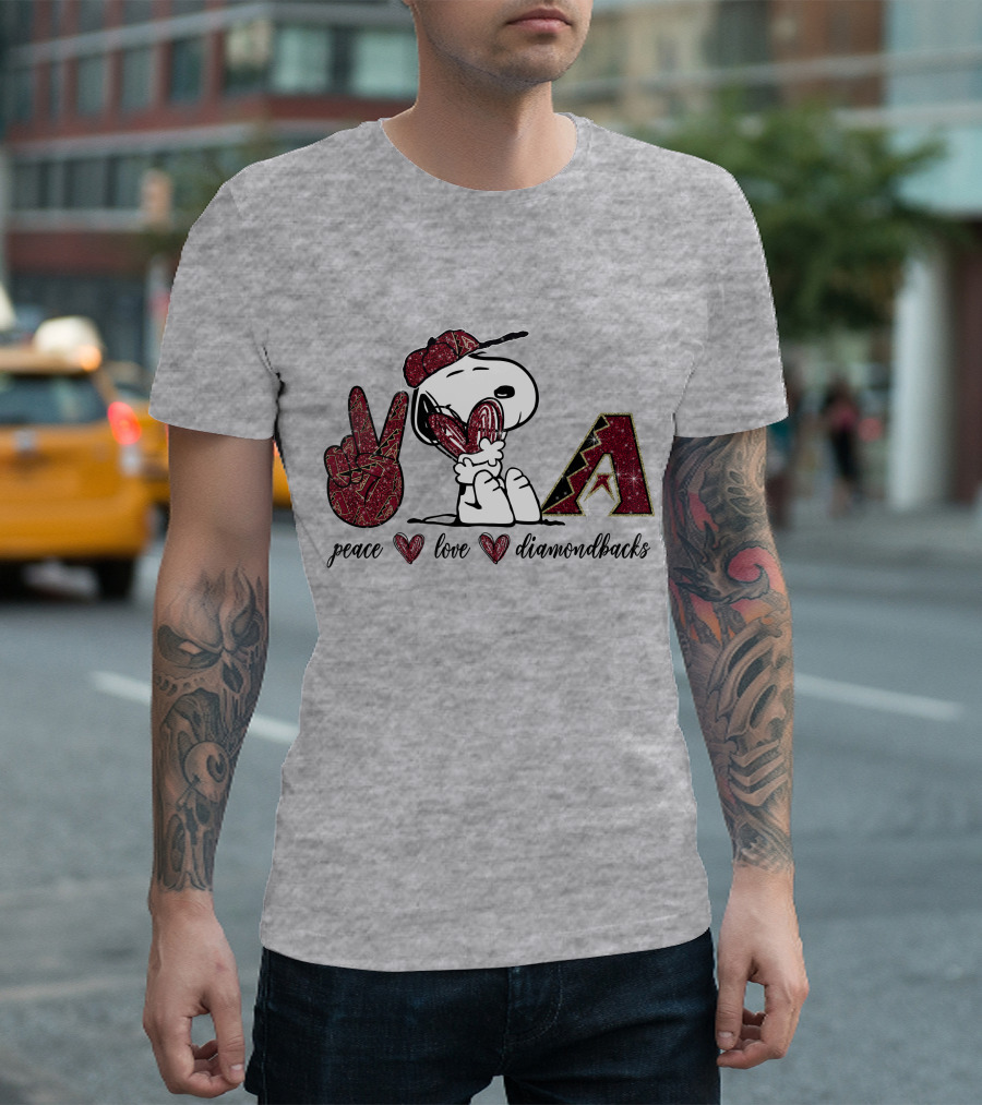 Peace Love Diamondbacks Snoopy Baseball Fan T-Shirt