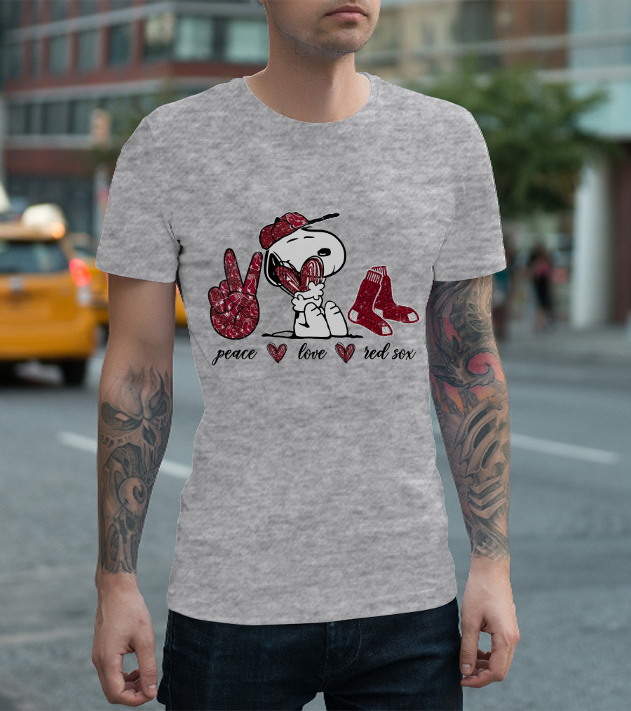 Peace Love Snoopy Boston Red Sox T-Shirt