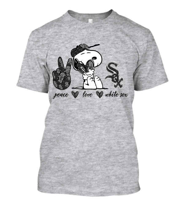 Peace Love Chicago White Sox Snoopy Baseball Fan T-Shirt