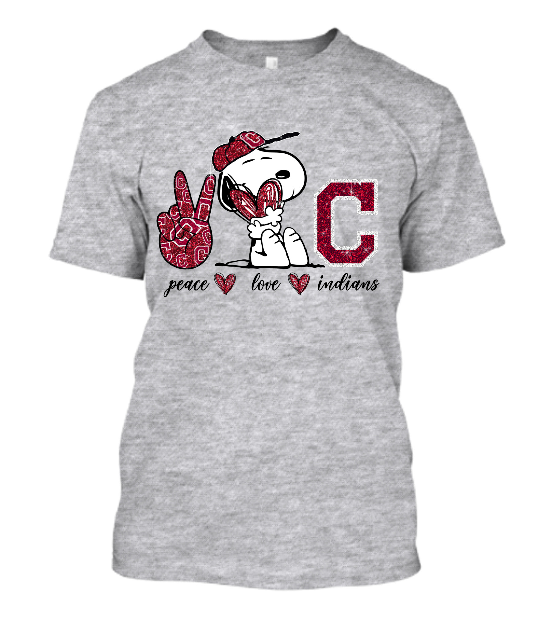 Peace Love Indians Snoopy C Letter T-Shirt