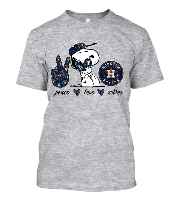 Peace Love Houston Astros Snoopy Vintage Baseball Fan T-Shirt