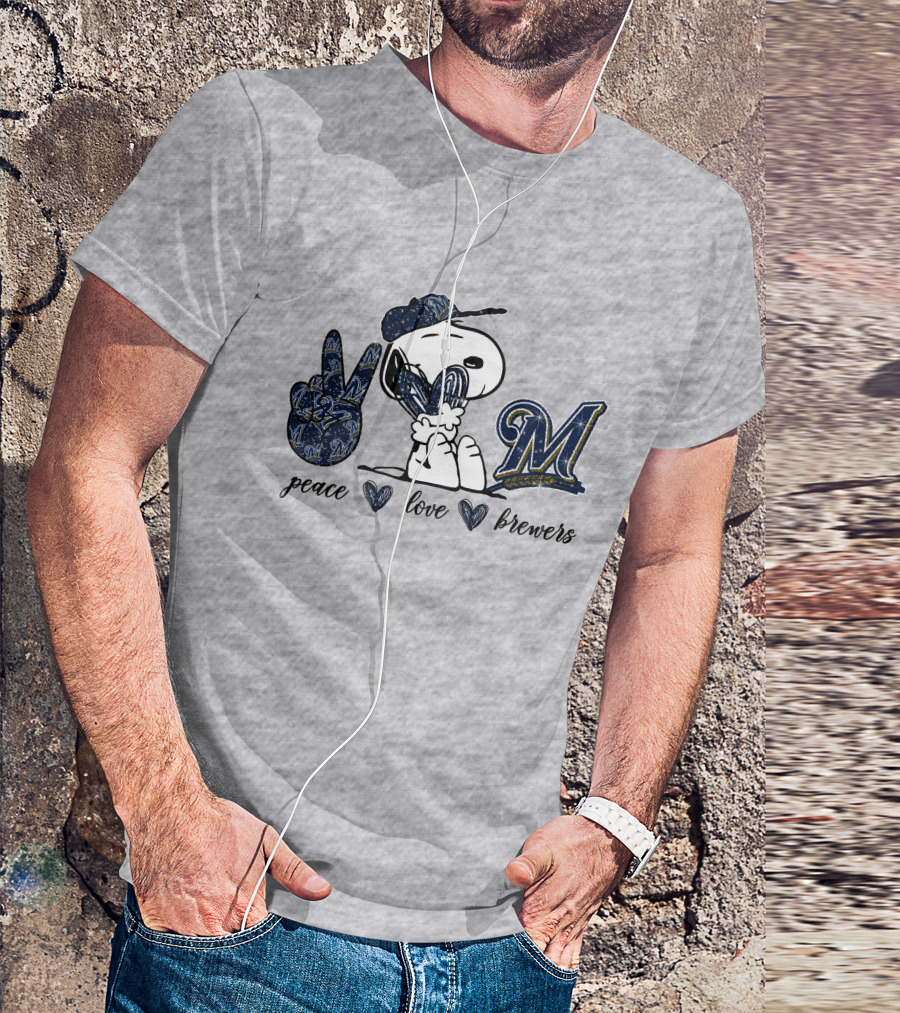 Peace Heart Love Milwaukee Brewers T-Shirt