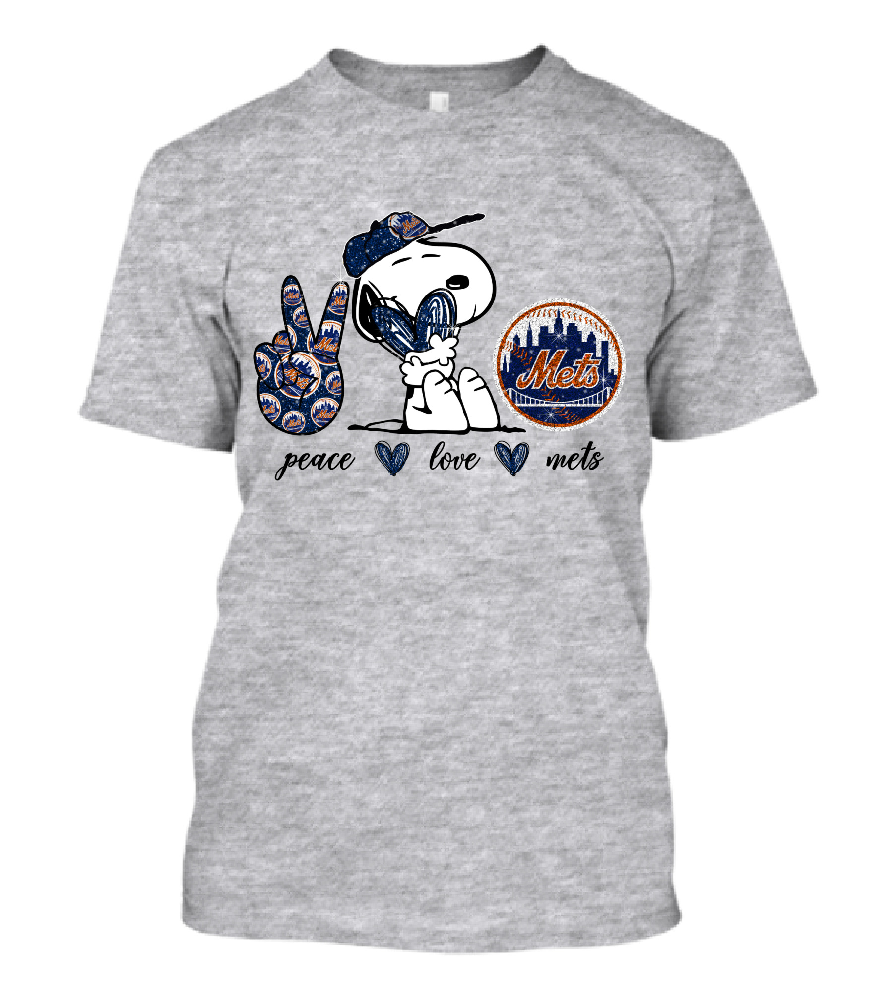 Peace Heart Love Mets Snoopy Skyline Finger Symbol T-Shirt