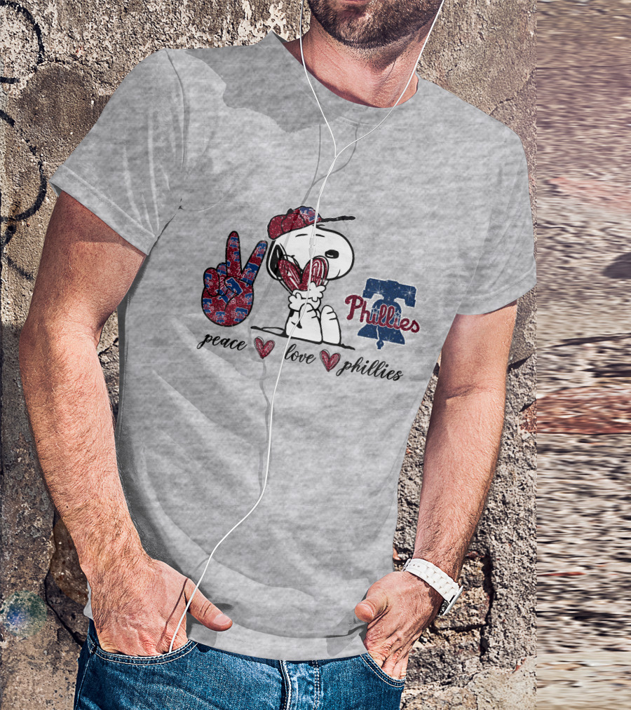 Peace Love Phillies Snoopy Philadelphia Phillies Fan T-Shirt