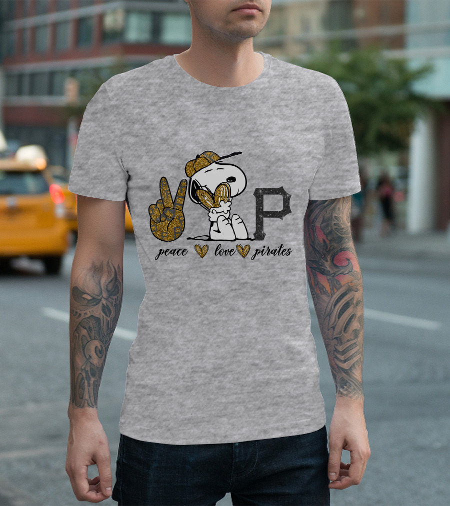 Peace Love Pittsburgh Pirates Snoopy Baseball Fan T-Shirt
