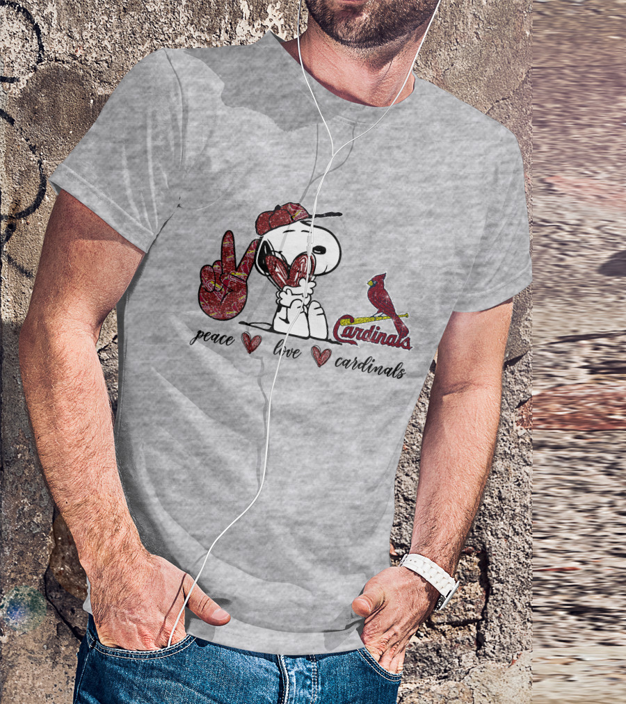 Peace Love Cardinals Snoopy St Louis Baseball T-Shirt