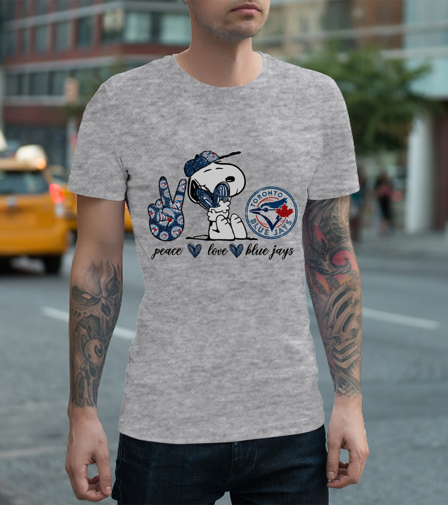 Peace Love Blue Jays Toronto Baseball Snoopy T-Shirt