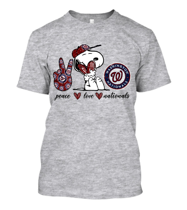 Peace Love Washington Nationals Snoopy MLB Fan T-Shirt