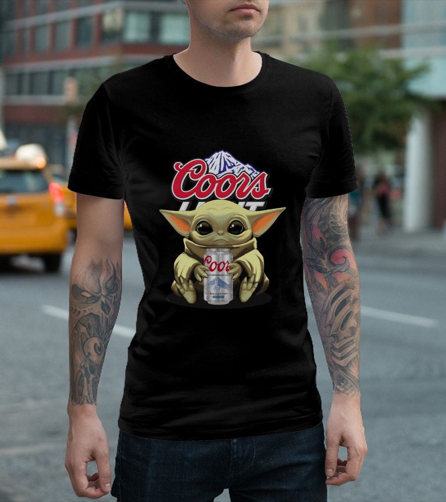 Coors Light Baby Yoda Character Holding Beer Can T-Shirt