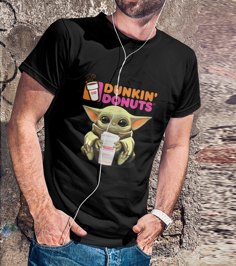 Dunkin Donuts Yoda Holding Coffee Cup T-Shirt