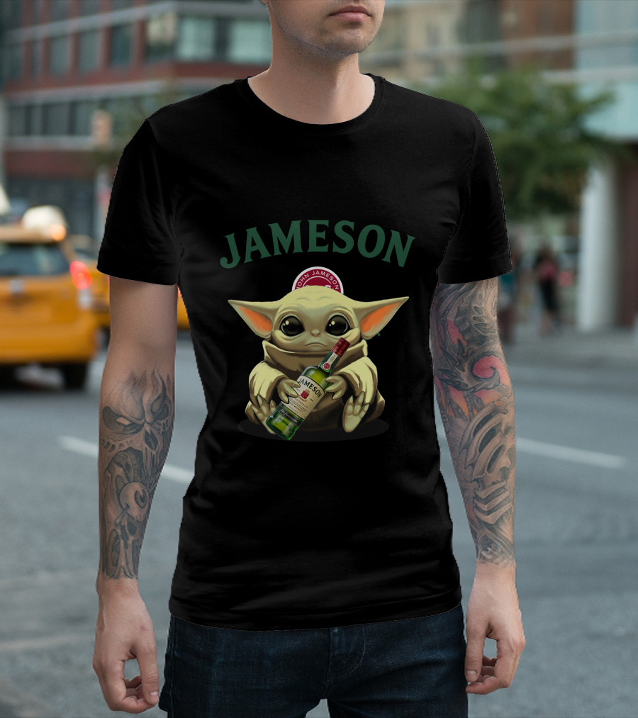 JAMESON Baby Alien Holding Whiskey Bottle T-Shirt