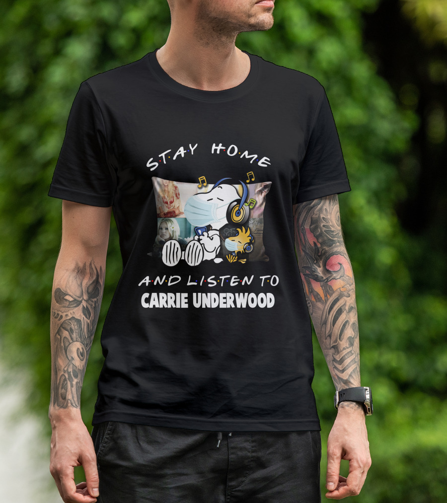 Stay Home And Listen To Carrie Underwood Snoopy Woodstock Music Notes T-Shirt