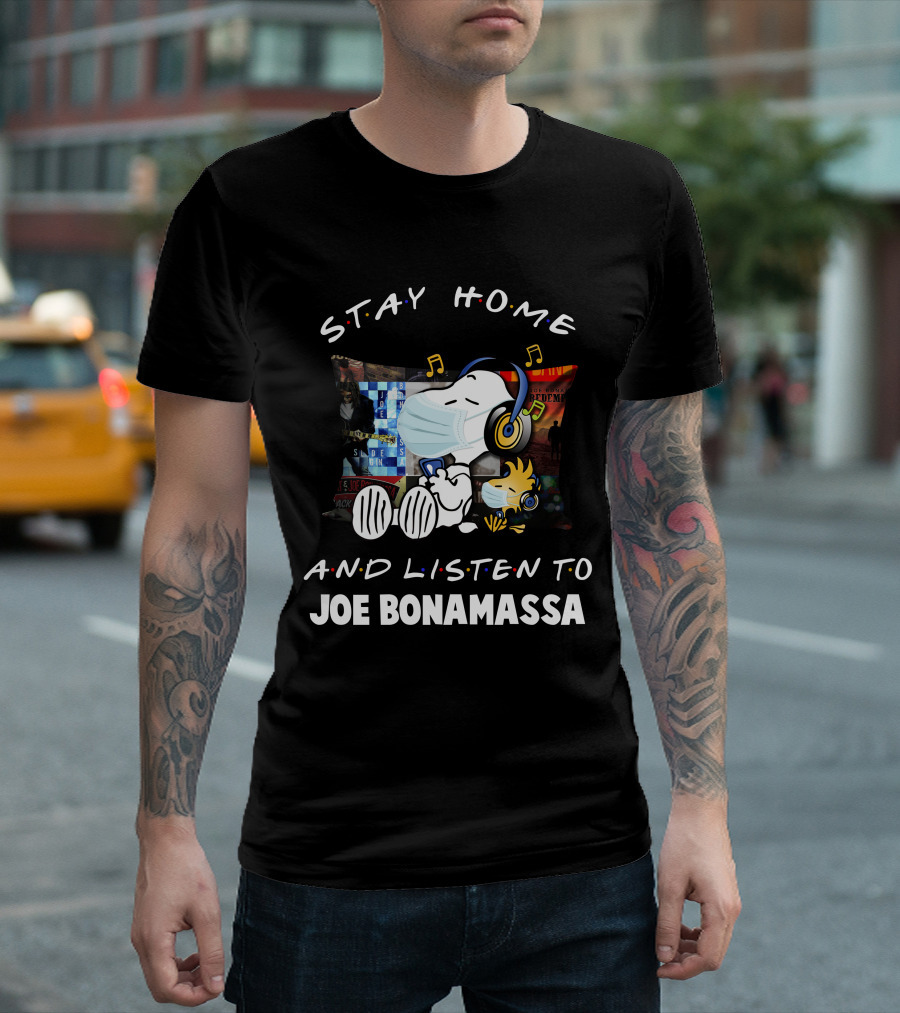 Stay Home and Listen to Joe Bonamassa Snoopy Wearing Headphones T-Shirt
