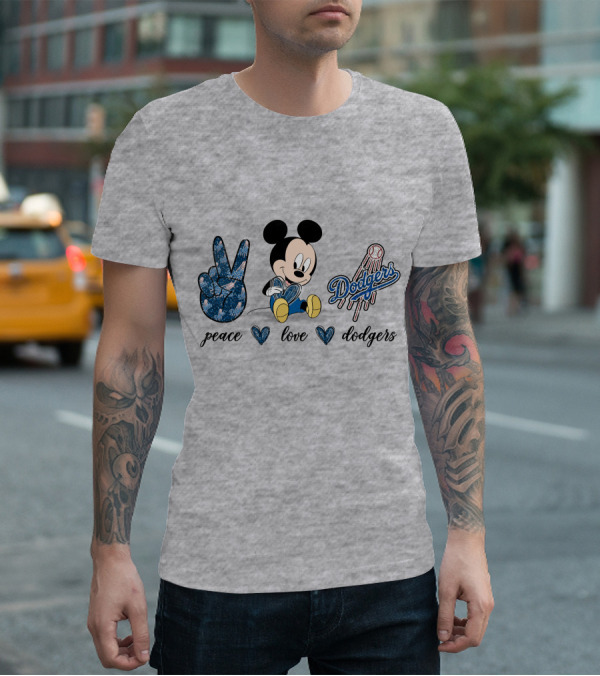Peace Love Dodgers Mickey Mouse T-Shirt