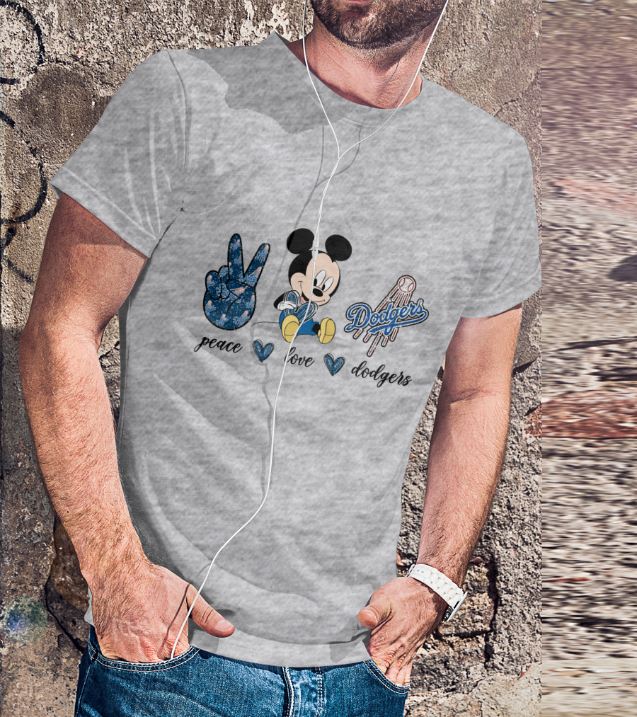 Peace Love Dodgers Mickey Mouse T-Shirt