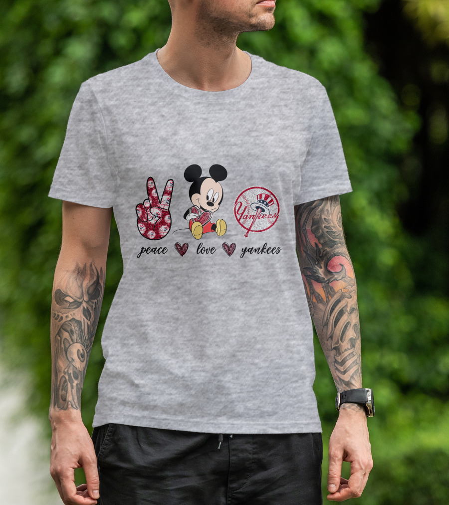 Peace Love Yankees Mickey Mouse T-Shirt