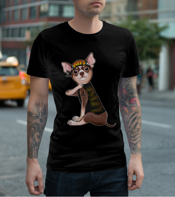 Chihuahua Love I Kiss Bandana Tat Sleeve T-Shirt