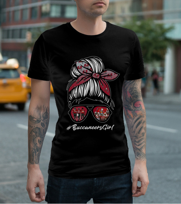 BuccaneersGirl NFL Fans With Bandana And Sunglasses T-Shirt