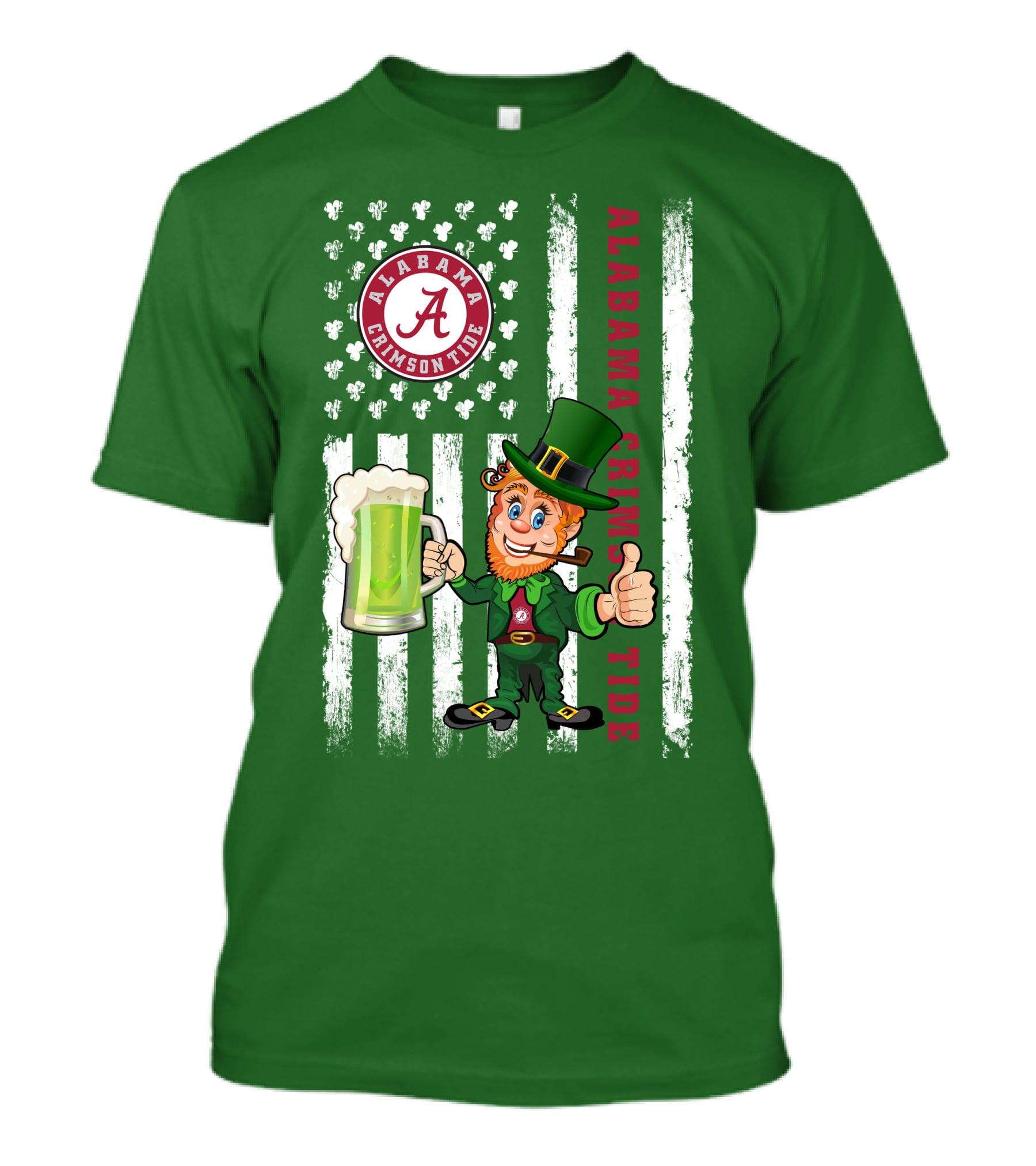 Alabama Crimson Tide St Patrick's Day Leprechaun Flag And Beer Mug T-Shirt