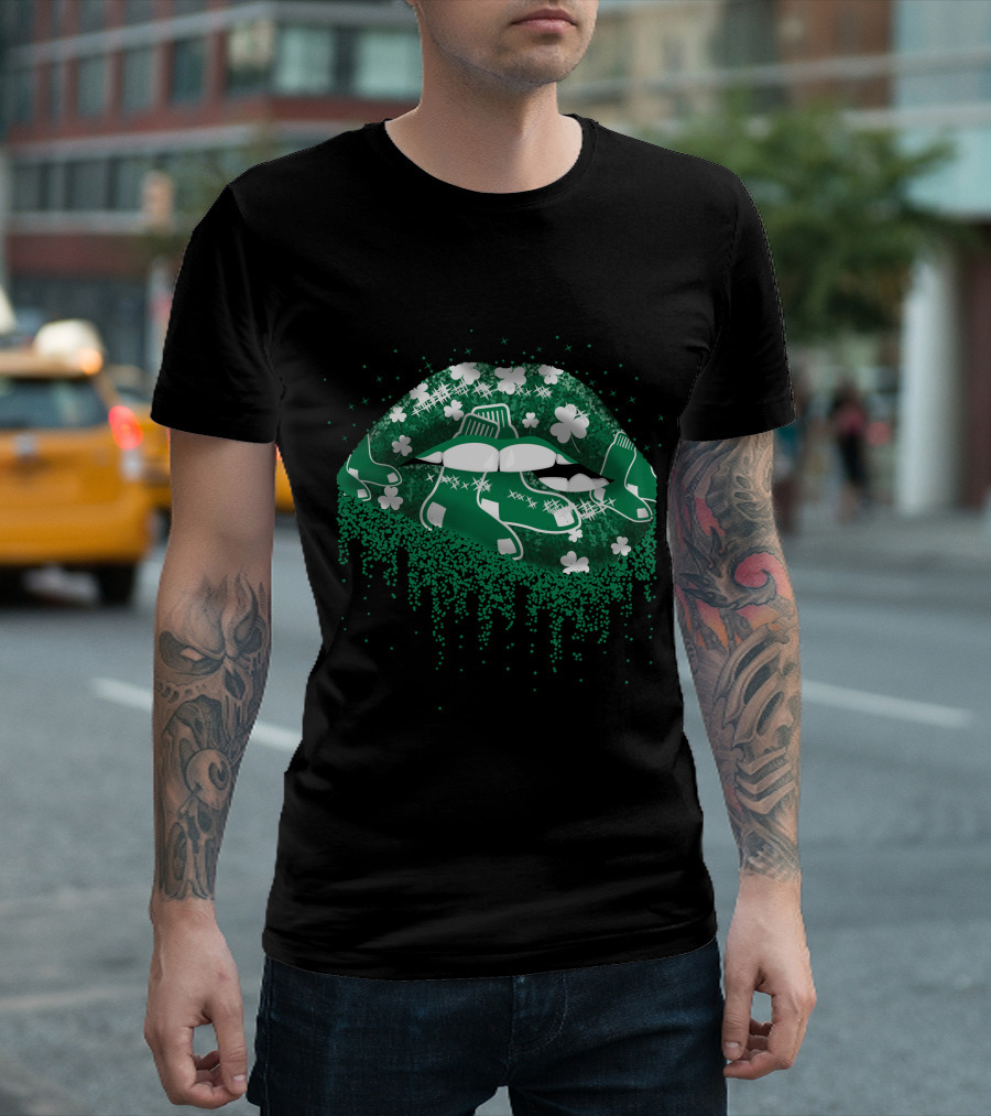 Boston Red Sox Irish Clover Lips Shamrock Sox T-Shirt