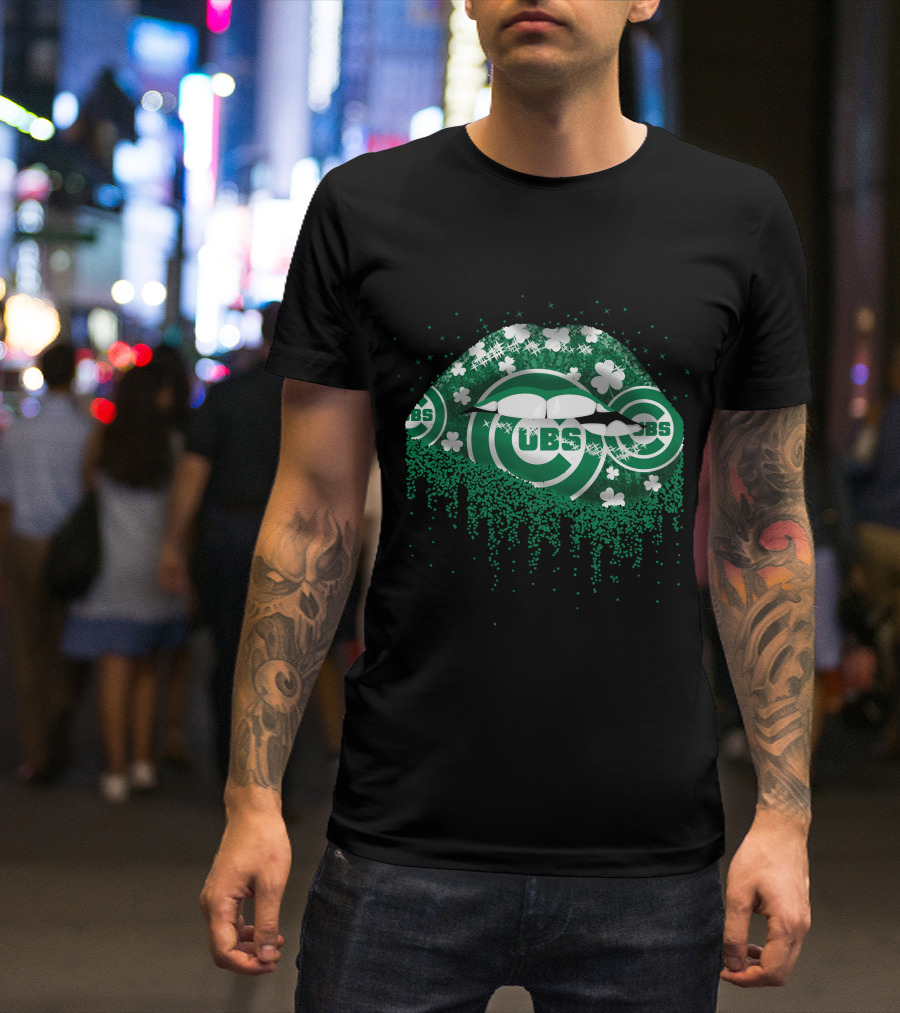 Chicago Cubs Shamrock Lips Green St. Patrick's Day T-Shirt