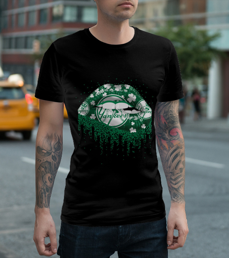 New York Yankees Green Shamrock Lips T-Shirt