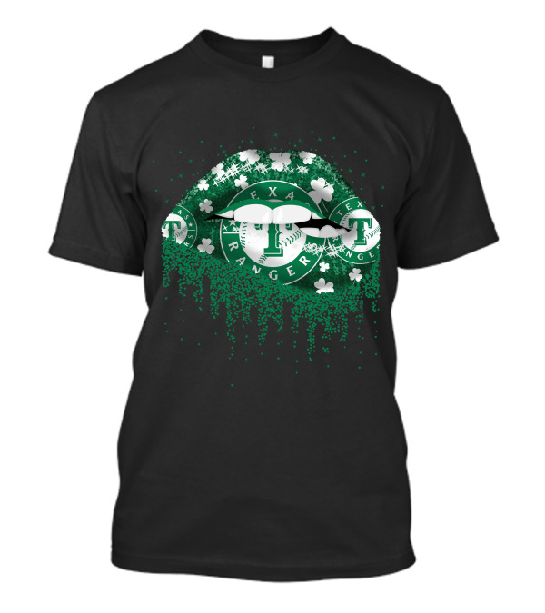 Texas Rangers Green Shamrock Lips T-Shirt