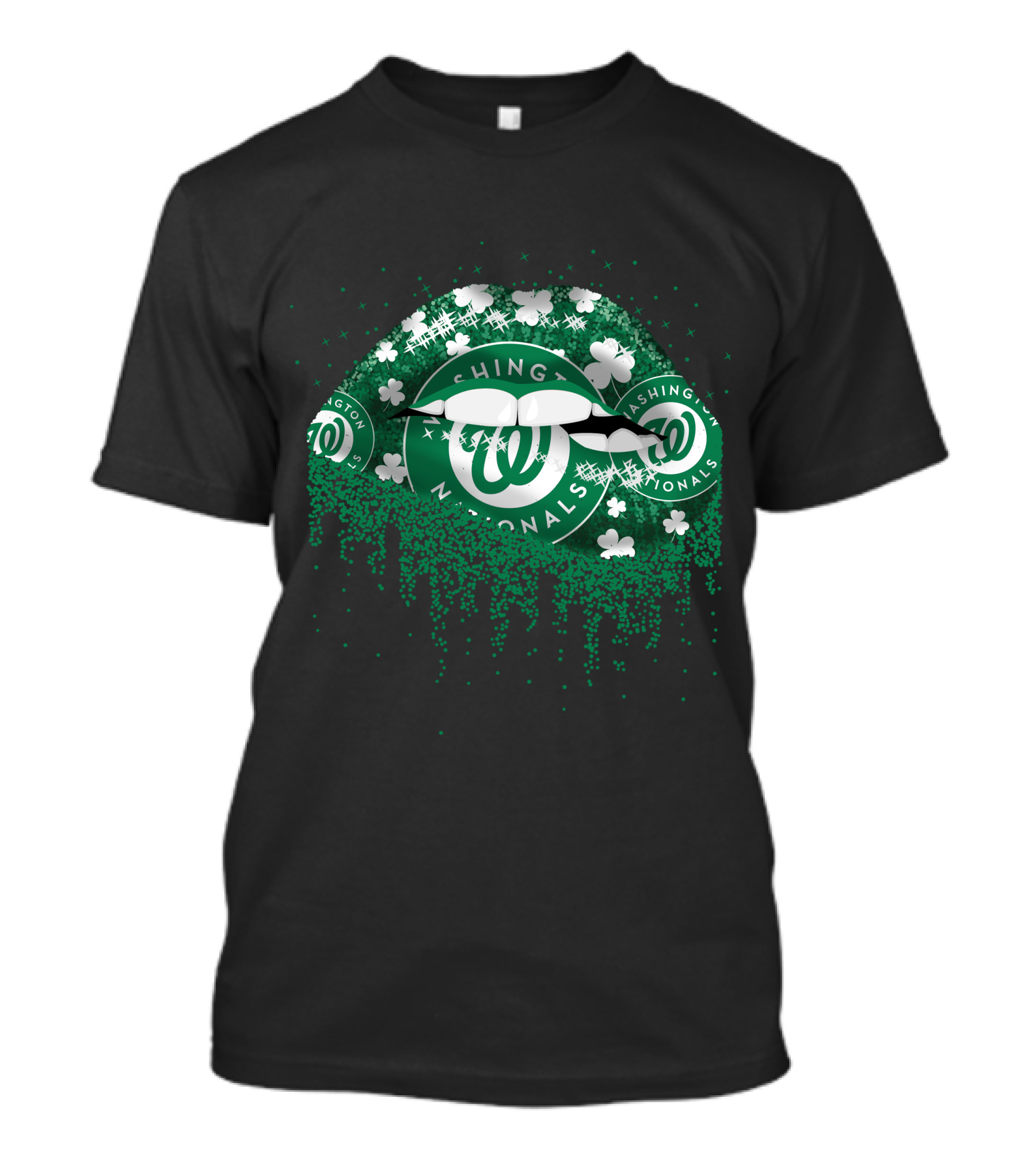 Washington Nationals Shamrock Lips Dripping Green Irish T-Shirt