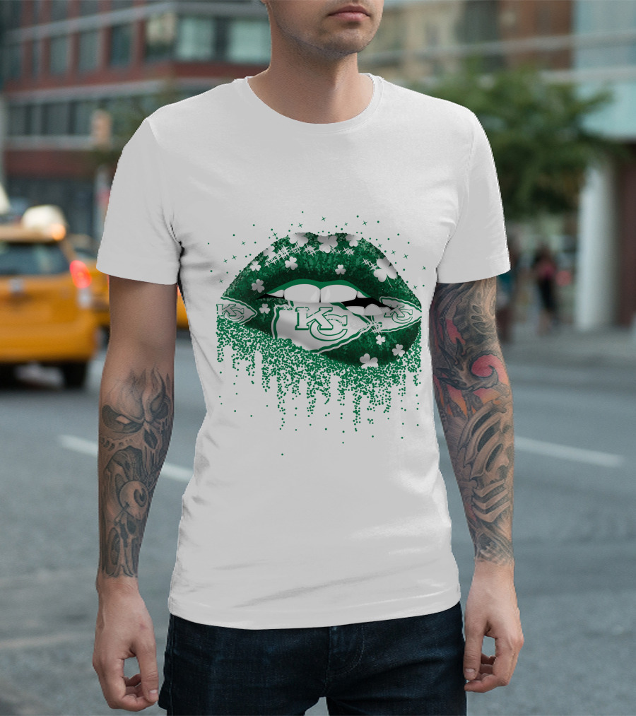 KC Chiefs Clover Lips St. Patrick's Day T-Shirt