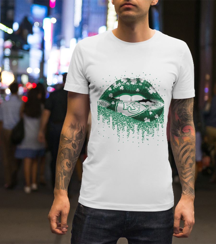 KC Chiefs Clover Lips St. Patrick's Day T-Shirt