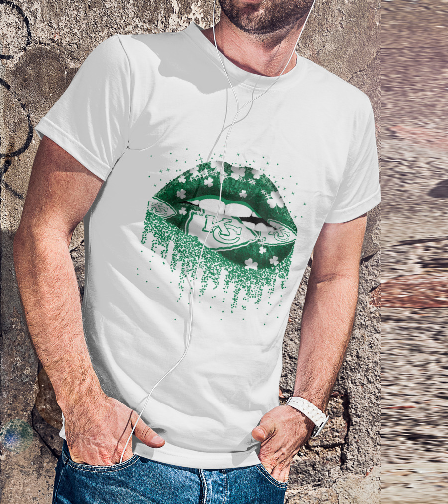 KC Chiefs Clover Lips St. Patrick's Day T-Shirt