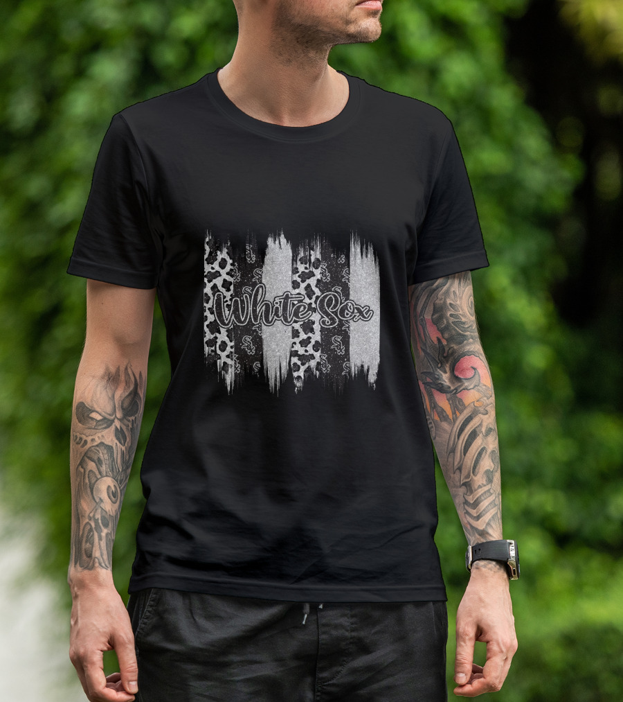 White Sox Brushstroke Leopard Paisley Stripes T-Shirt
