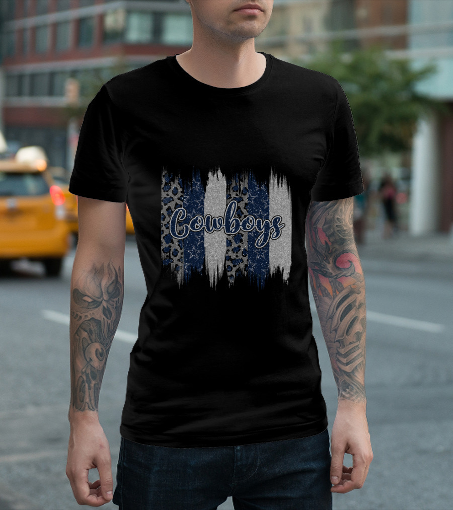 Cowboys Brushstroke Leopard Star Stripes T-Shirt