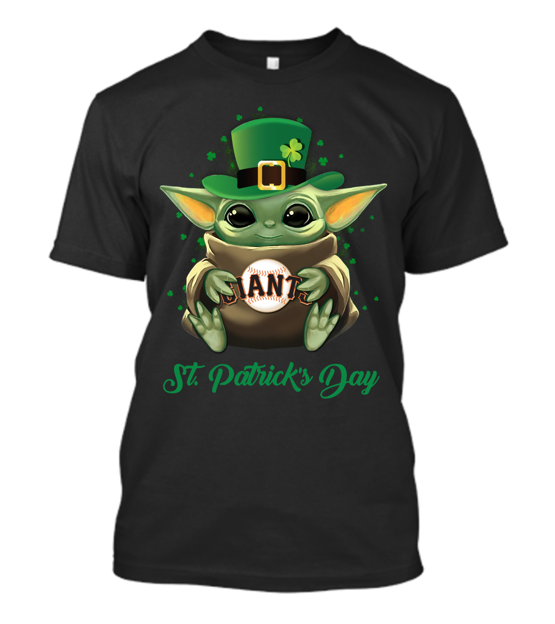 San Francisco Giants Baby Yoda St. Patrick's Day Clover Hat Baseball T-Shirt