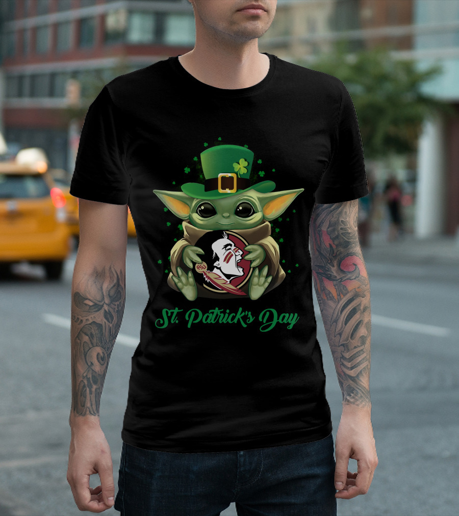 St. Patrick's Day Florida State Seminoles Baby Yoda T-Shirt