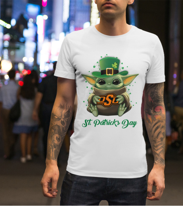 Oklahoma State Cowboys Baby Yoda St. Patrick's Day T-Shirt
