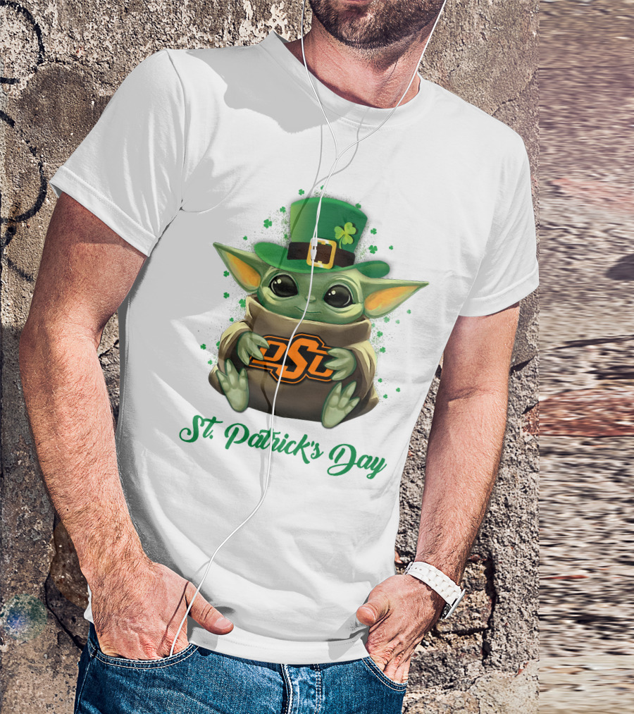 Oklahoma State Cowboys Baby Yoda St. Patrick's Day T-Shirt