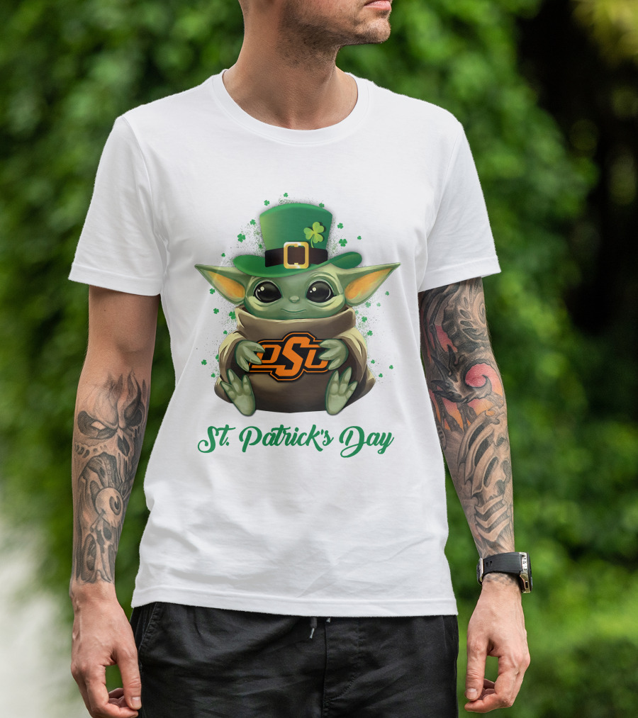 Oklahoma State Cowboys Baby Yoda St. Patrick's Day T-Shirt