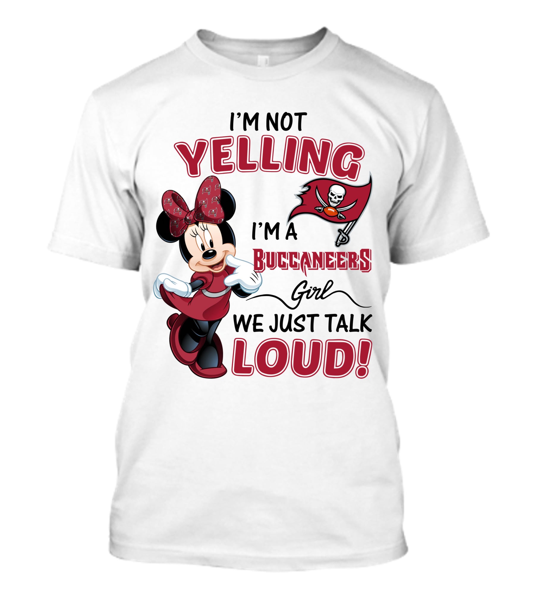 Tampa Bay Buccaneers Minnie Mouse Yelling Girl Loud  T-Shirt