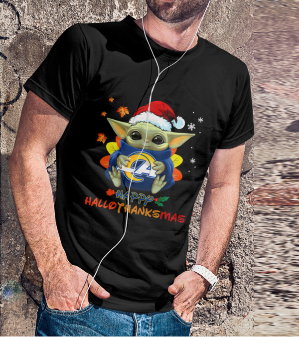 Happy Hallothanksmas Los Angeles Rams Baby Yoda Holiday 505 L1PTT T-Shirt