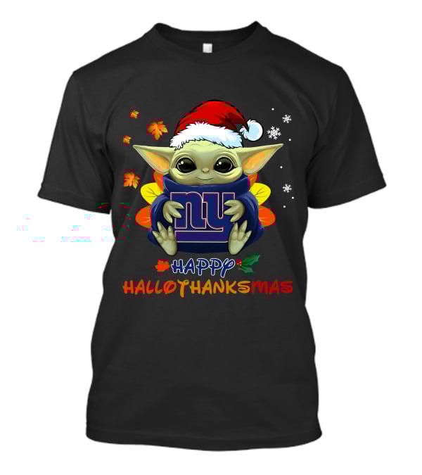 New York Giants Baby Yoda Happy Hallothanksmas T-Shirt