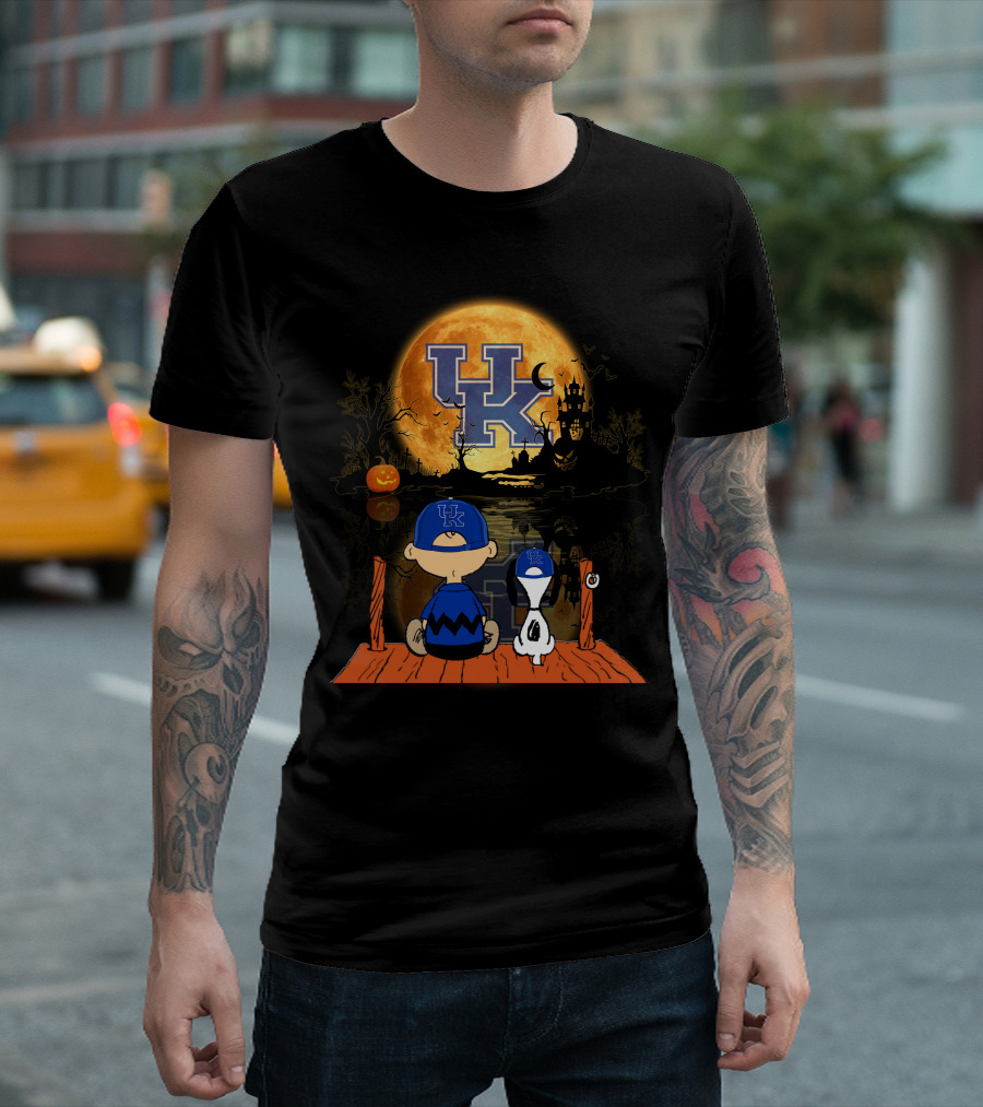 Kentucky Wildcats Halloween Full Moon Reflection Peanuts Characters T-Shirt
