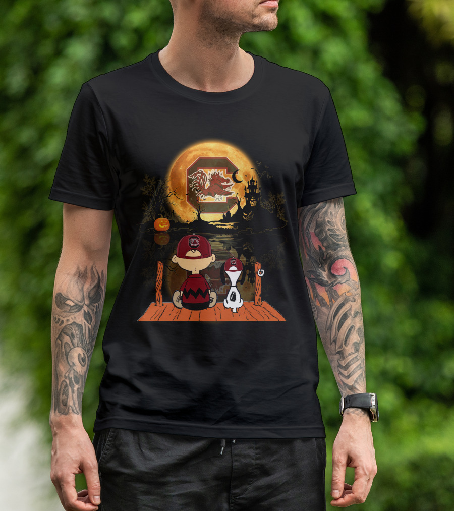 South Carolina Gamecocks Halloween Moonlit Reflection With Characters 495 L1TTT T-Shirt