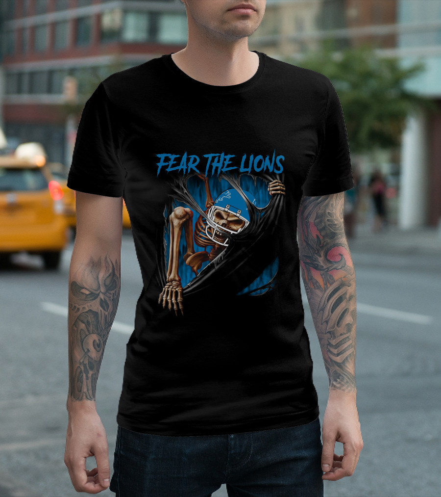 Fear The Lions Detroit Lions Skeleton 515NFL L1MTH T-Shirt