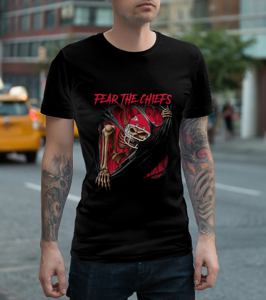 Fear The Chiefs Kansas City Chiefs Skeleton 515NFL L1MTH T-Shirt