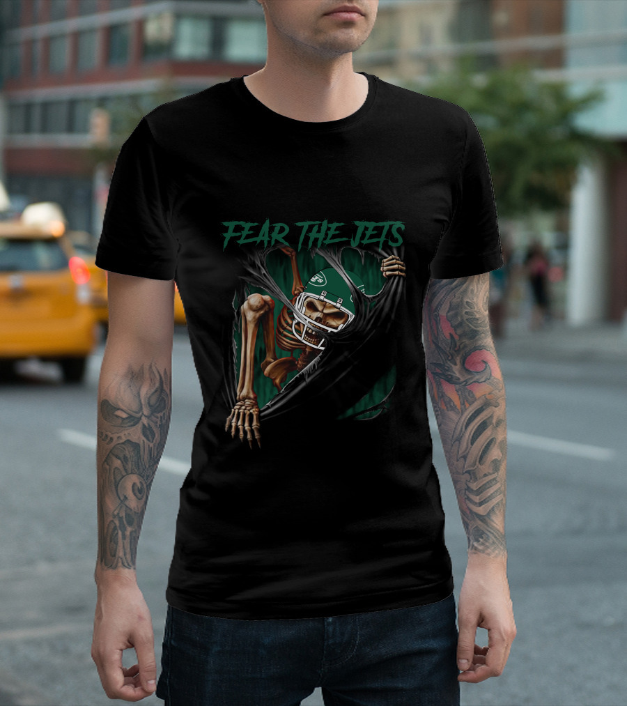 Fear The Jets Skeleton Ny 515Nfl Football L1Mth T-Shirt