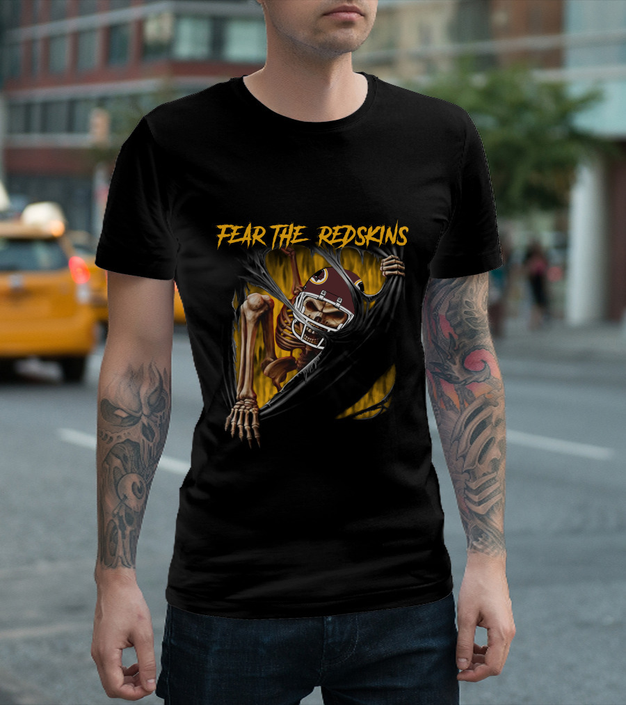 Fear The Redskins Skeleton 515Nfl Washington Redskins T-Shirt