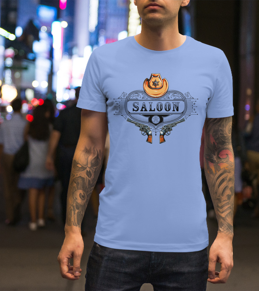 Saloon Cowboy Hat And Revolvers Vintage Western T-Shirt