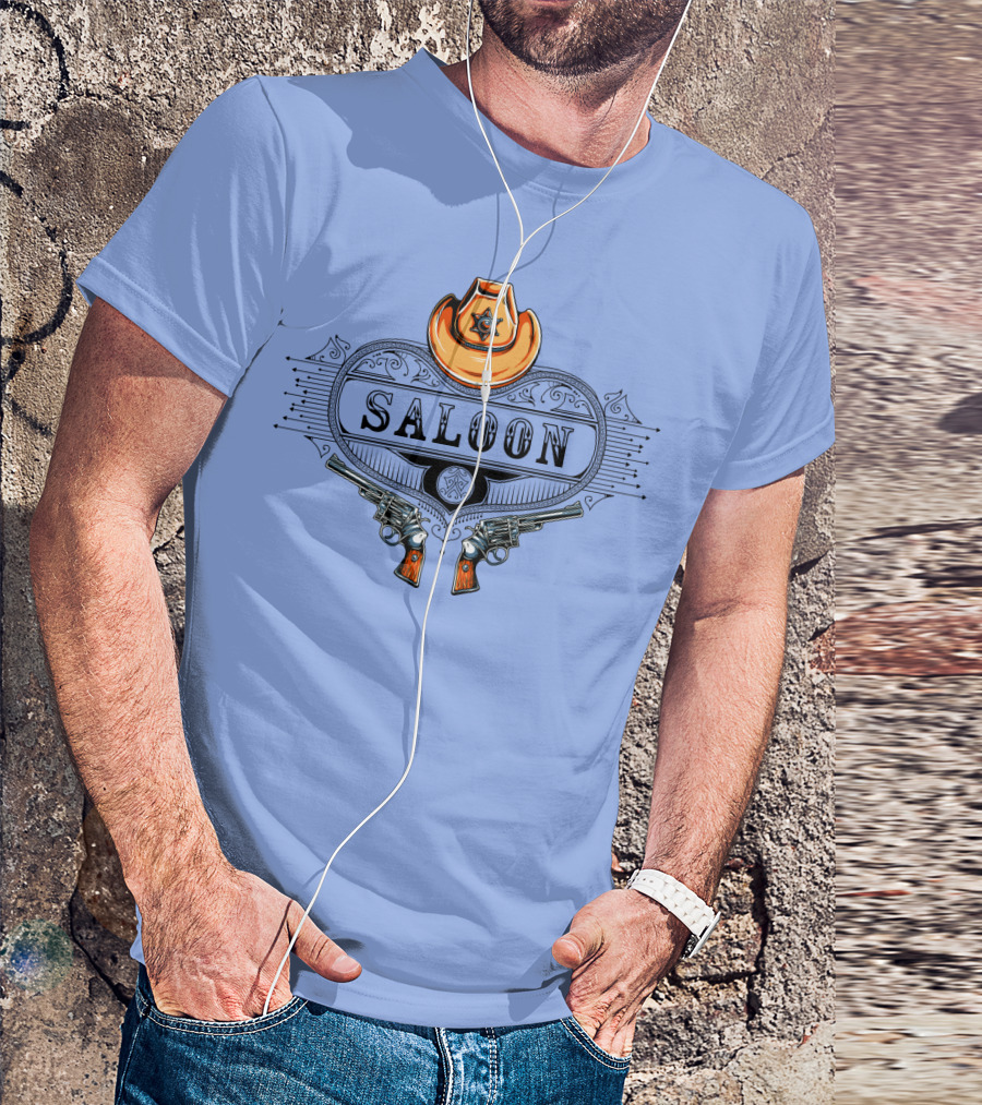Saloon Cowboy Hat And Revolvers Vintage Western T-Shirt