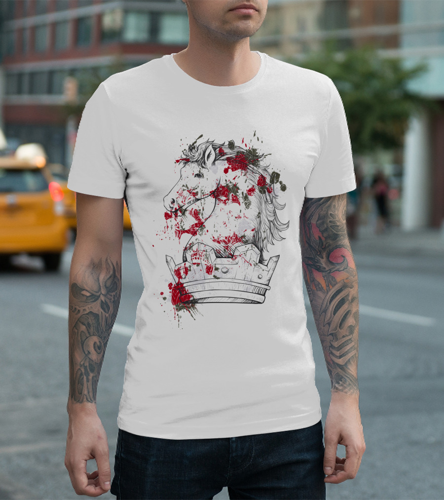 Horse Crown Art Blood Splatter T-Shirt